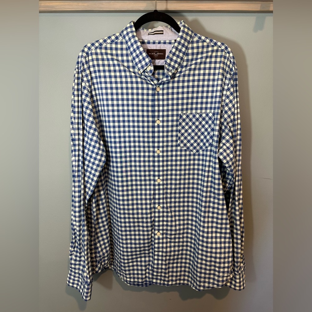 Black Brown 1826 Button Up Long Sleeve Shirt in Blue Plaid